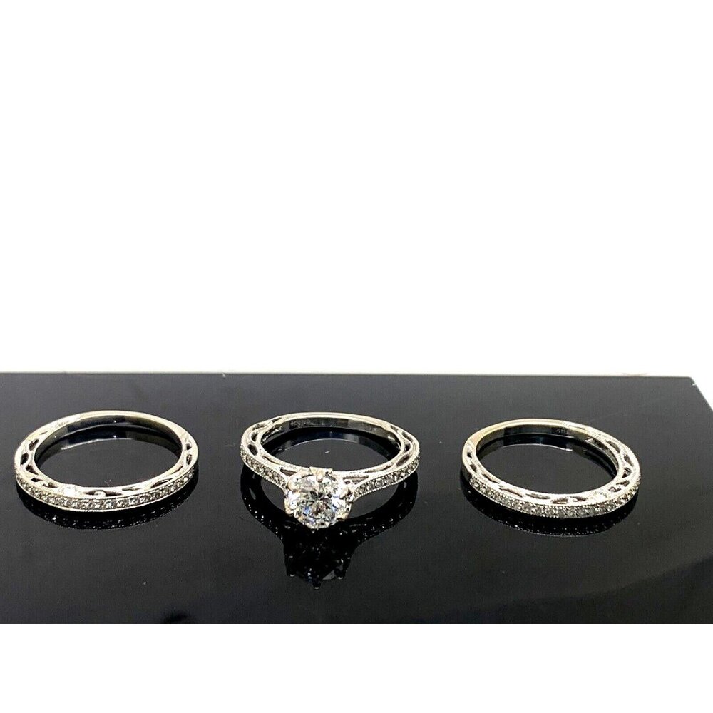 Parade Wedding Set 18k White Gold Diamond Engagement Ring Band Women's 6.25-6.5 - Picture 4 of 14